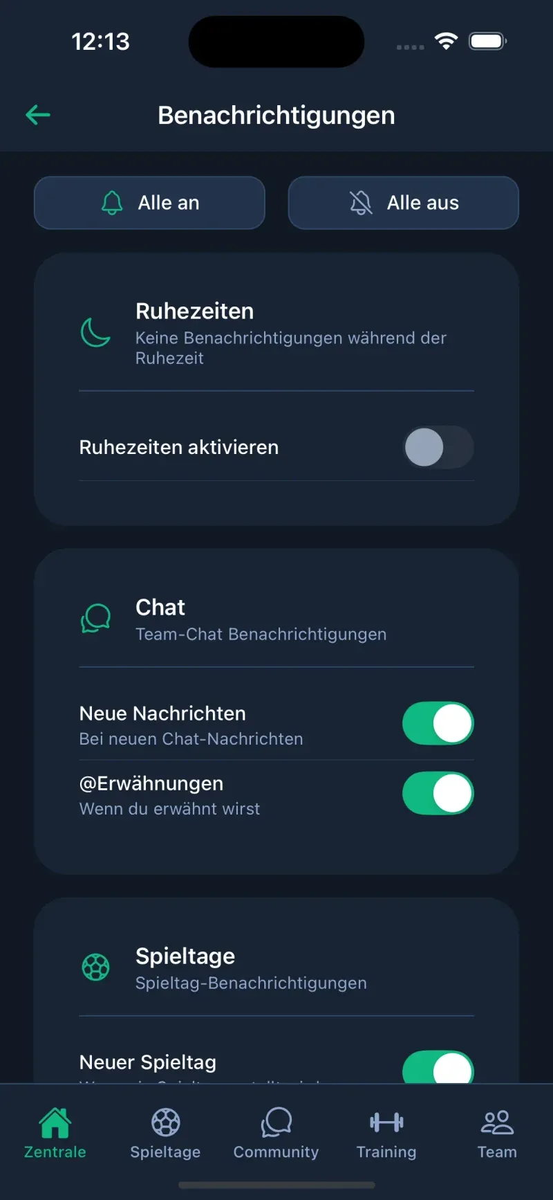Benachrichtigungen & Ruhezeiten - Ansicht 1