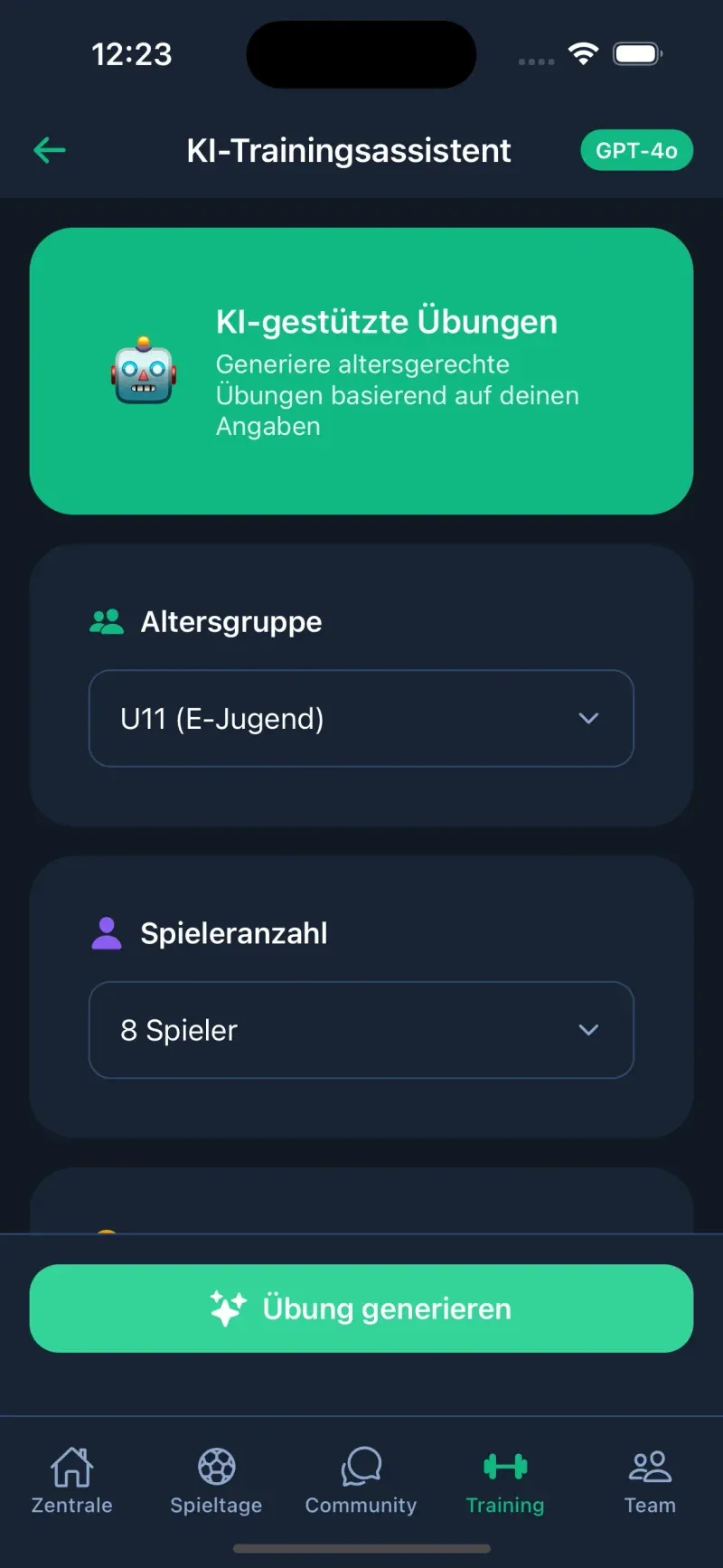 Training planen & Inhalte - Ansicht 2
