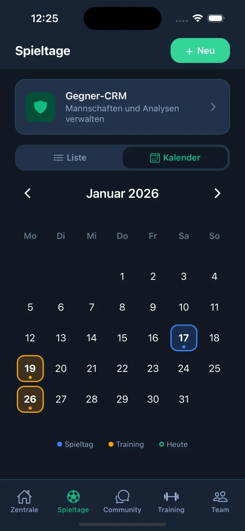 Spieltage & Gegner-CRM - Ansicht 4