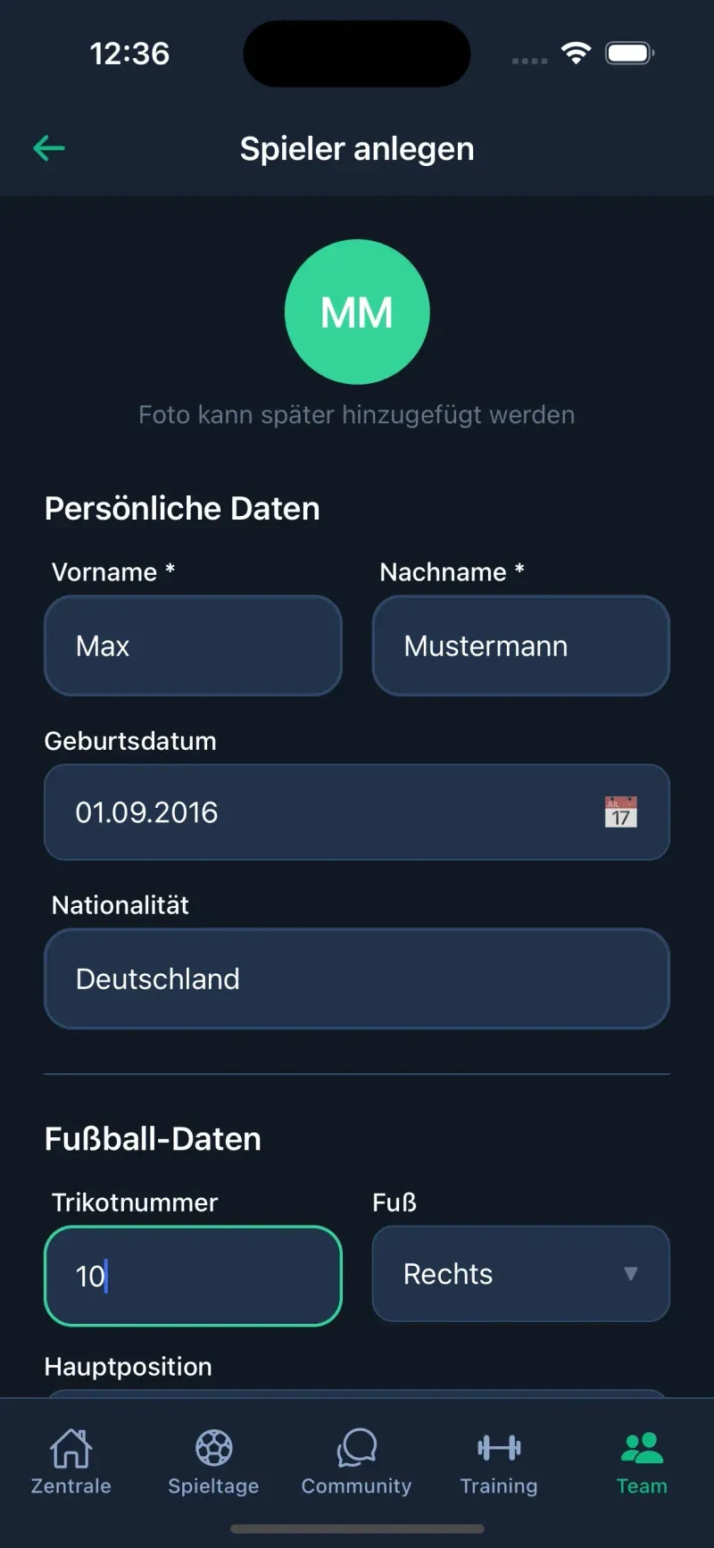 Spielerprofile & Entwicklung - Ansicht 1