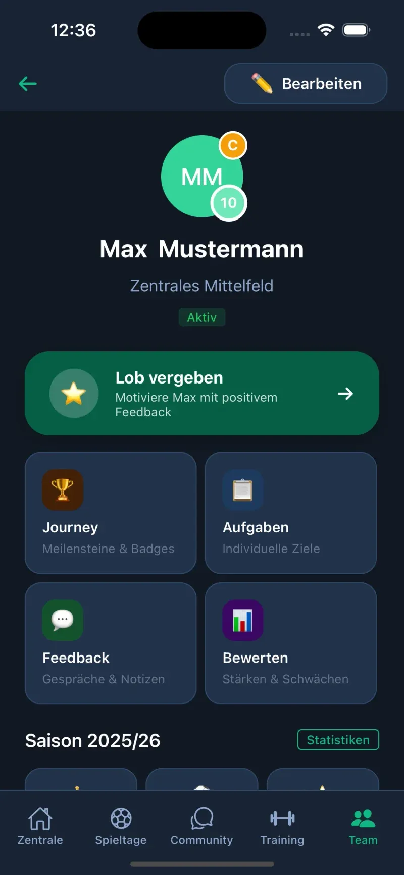 Spielerprofile & Entwicklung - Ansicht 2